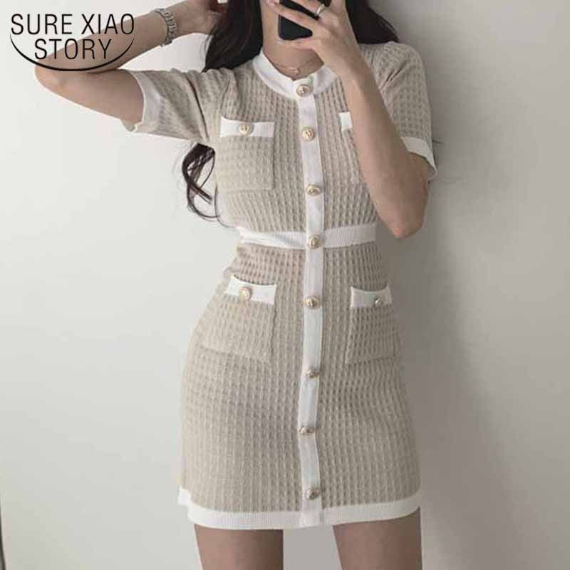 Elegant Korean Wool Knitted Dress 2023 Party Autumn Black Slim Button Bodycon Mini Dress Vestido Feminina Winter Clothing 12105